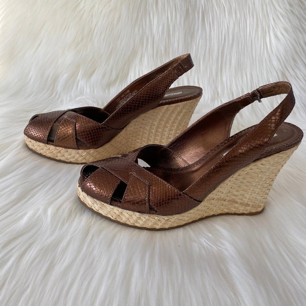 Via Spiga Bronze "Elianto" Slingback Wedge Sz 7.5
